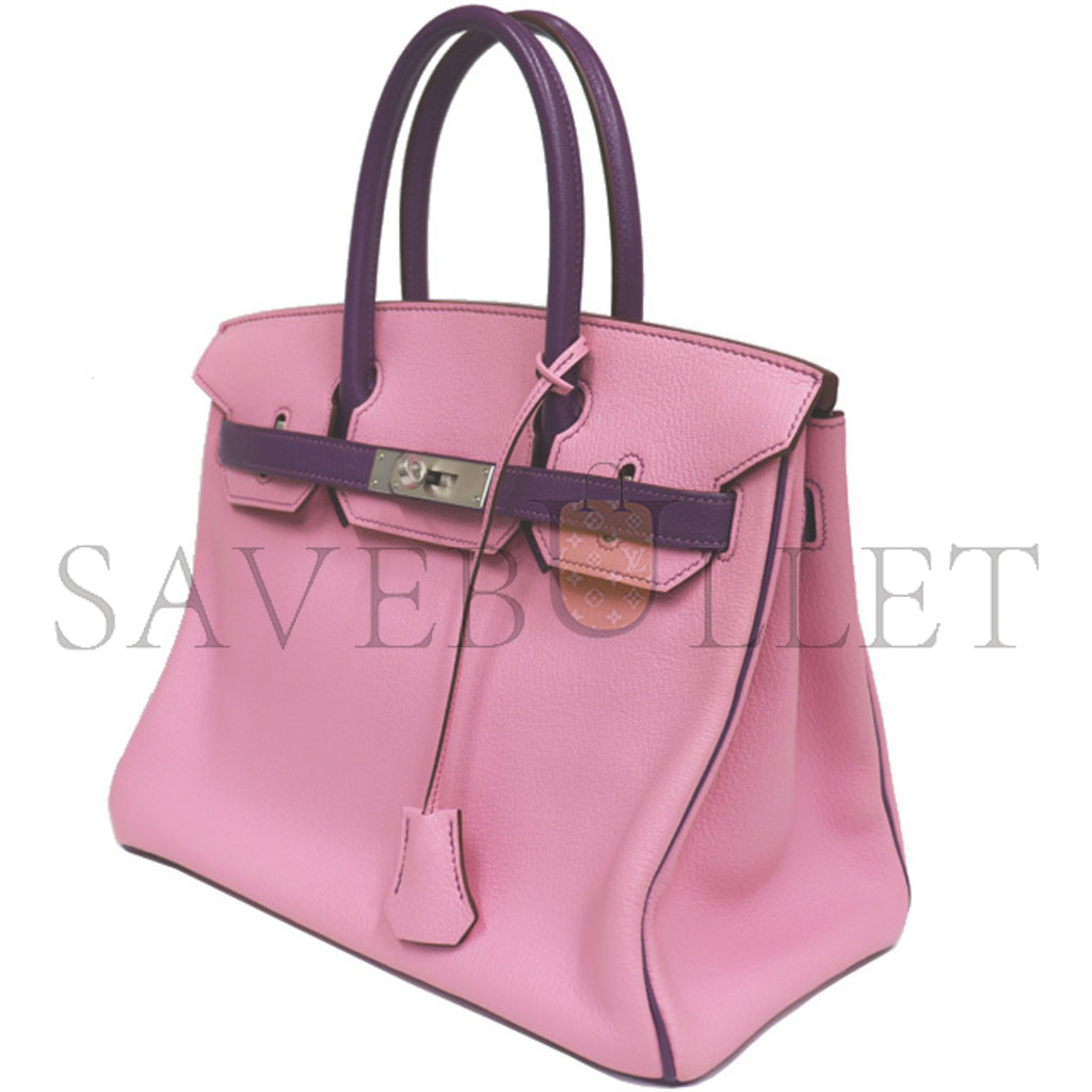 HERMES BIRKIN 30 EPSOM MALVA AND ANEMONE PURPLE SILVER BUCKLE 5010502009566 (30*23*15cm)